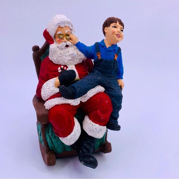 Vintage Hand Painted Resin Santa Claus w/Boy Figurine - Picture 1 of 8